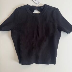 Cotton On Black Ribbed Short Sleeve Top